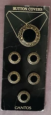 Vintage GANTOS Black Velveteen And Brass Tone Button Covers
