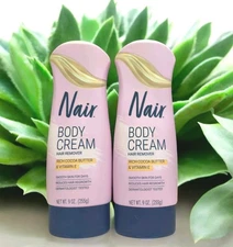 2 x Nair Body Cream Hair Remover Rich Cocoa Butter & Vitamin E, 9oz