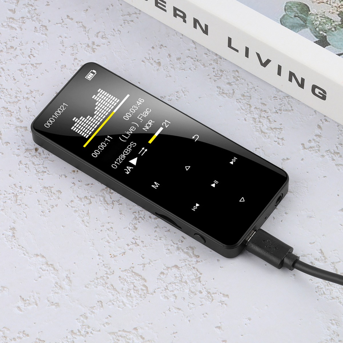 Portable MP3 Player with FM Radio Recorder 128GB Expandable Storage 24H Playback