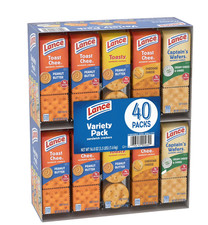Lance Crackers Variety Pack 40 Ct Peanut Butter Cheddar Cheese Snack Packs