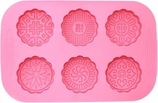 Round Mooncake Chocolate Lotion Bar Soap Cookies Wax Pink Silicone Mold Dia. ...