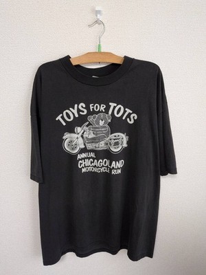 Vintage 90s Hanes XXL Toys For Tots Chicagoland Motorcycle Run T-Shirt USA Singl