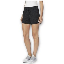 NWT 32 Degrees Cool Women  s Lightweight Fleece Lounge Shorts XL Black Space Dye