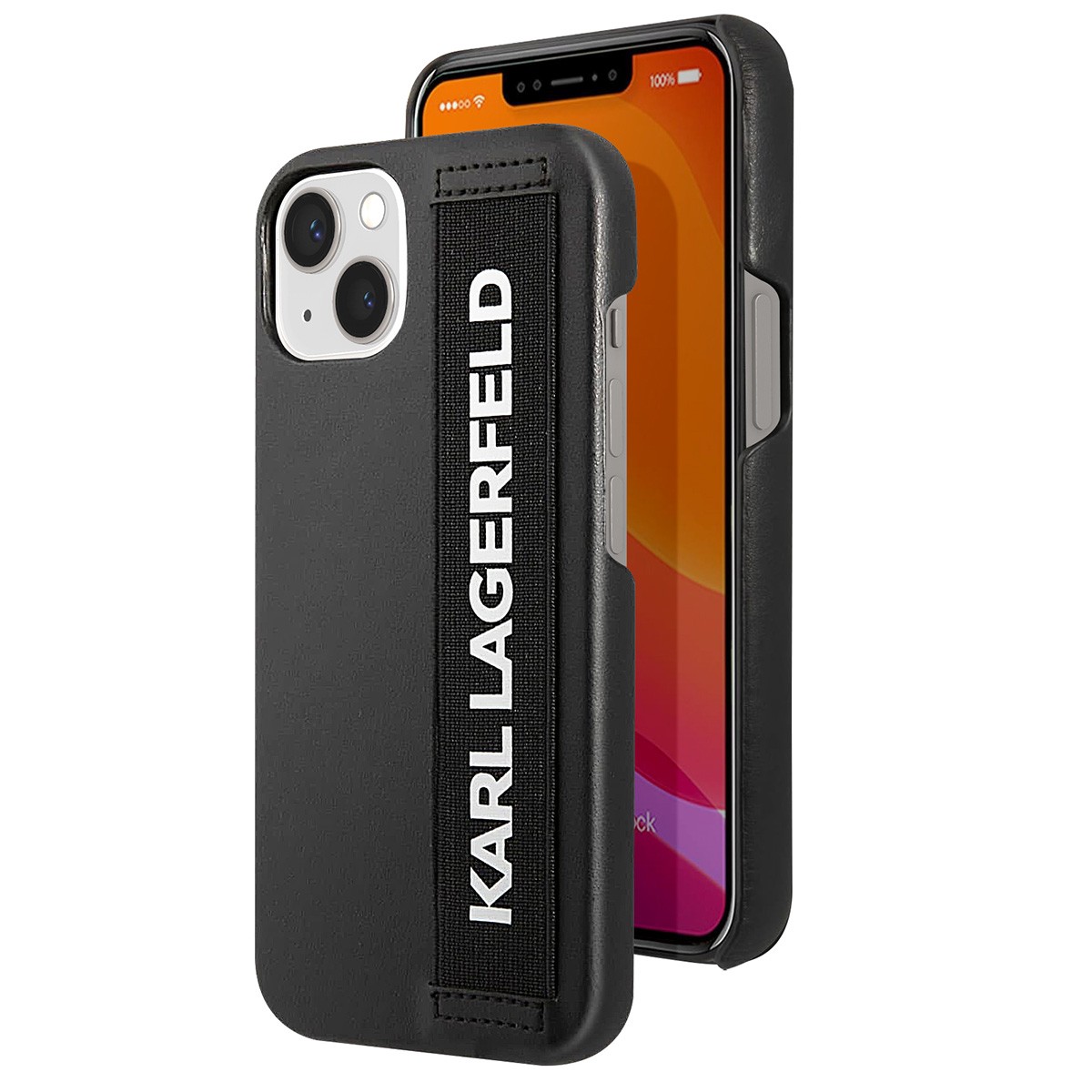 Coque luxe Karl Lagerfeld iPhone 13 sangle élastique finition premium