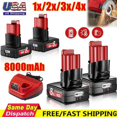 For Milwaukee For M12 12V Extended Capacity Battery/Charger 2471-21, 2471-22 USA