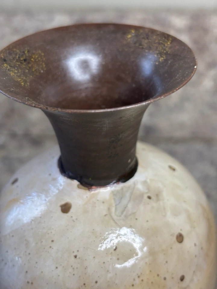 "Florero redondo Pottery Barn Toscana terracota cerámica envejecido 6,5""" Foto 4 de 4