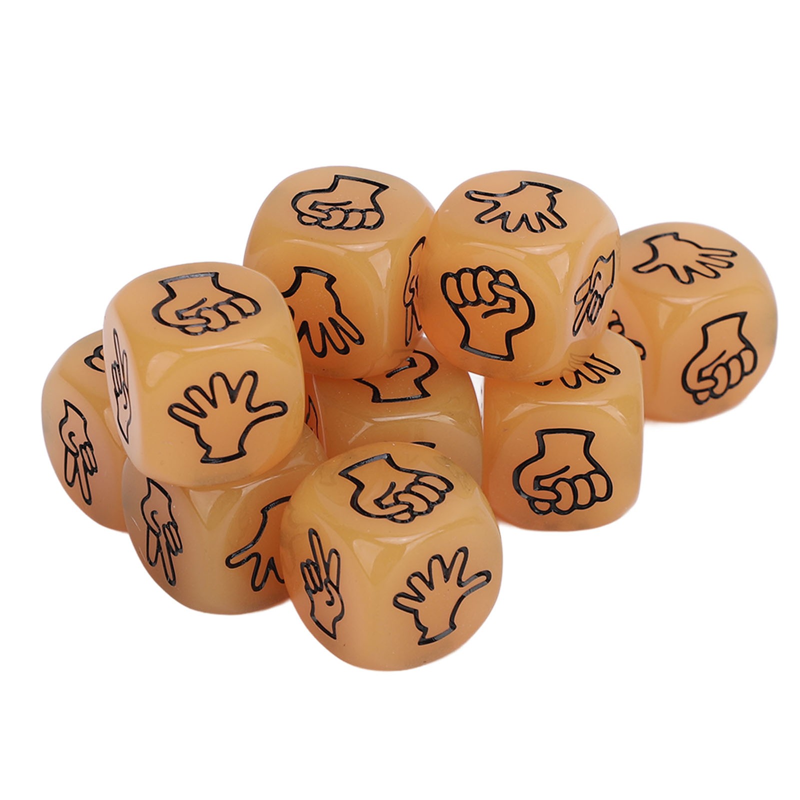 10pcs Finger Guessing Dice Luminous 6 Sided Lightweight Rock Scissors Paper Dice