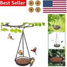 Metal Hanging Bird Feeder Tray - Large 3lb Capacity, Easy Refill, Outdoor Yard