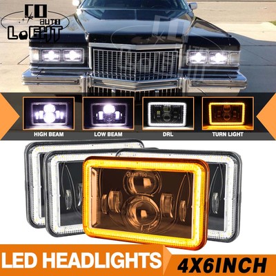 4PCS 4x6'' inch LED Headlights Hi/Lo Beam For Mercury Cougar Marquis 1977-1986