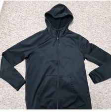 Nike Womens Large Therma-FIT Full Zip Hoodie Jacket Black Thumb Holes Training