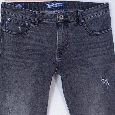 Herrens SuperDry TAILORED STRAIGHT Regular Gerades Bein Grau Jeans W34 L34