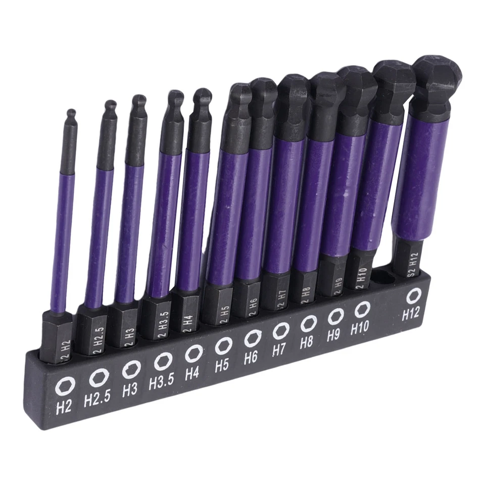 Ball End Hex Bit Set Ball End Hex Drill Bits 12 Pcs 1/4 Inch Hex Shank For - Image 3 of 4