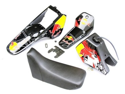 Black Gas Tank Seat Plastics Graphics Kit For Yamaha PW80 Coyote 80 DE52+