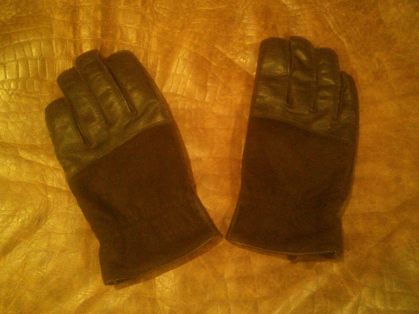 Fownes Men's Brown Leather Gloves & Suede Leather Size Large RN# 17541 NWOT