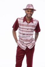 NEW Mens Montique 2PC Summer Walking Set Leisure Suit Regular Fit 2512 Burgundy