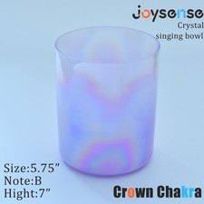 Clear Crystal Singing Bowl Purple 432Hz E Note 5.75" Cosmic Light With Case Yoga