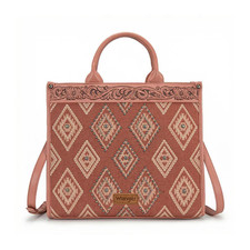 Wrangler Aztec Studded Denim Tote  Crossbody Bag