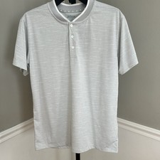 NWT Prince polo, tapered collar, men's Small, light gray, polyester, 3 button