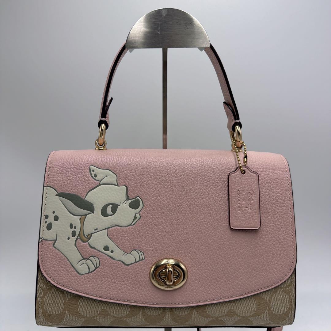 COACH x Disney 101 Dalmatians Shoulder Hand Bag Pink Leatjer