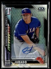 2016 BOWMAN CHROME SCOUTS UPDATES /199 AUTO ARIEL JURADO RANGERS