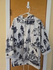 Vintage 80s Michigan Rag Co Hooded Jacket  West Coast Lighthouse Oversized S/M