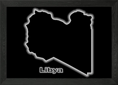 Libyen leuchtende Karte gerahmtes Wandbild Poster Leinwanddruck Bild