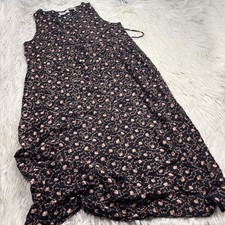 Vintage 90's Erika Studio Women's L XL Dark Floral Midi Dress Rachel Green