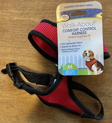 Four Paws Comfort Control Harness Medium Red No Tug Lightweight Washable Mesh