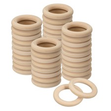 50Pcs 45mm 1.8" Natural Wood Rings 8mm Smooth Unfinished Wooden Circles