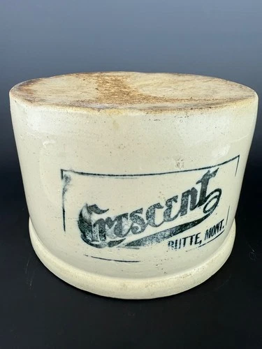 Antique Red Wing Stoneware Advertising Butter Crock Crescent Butte Montana