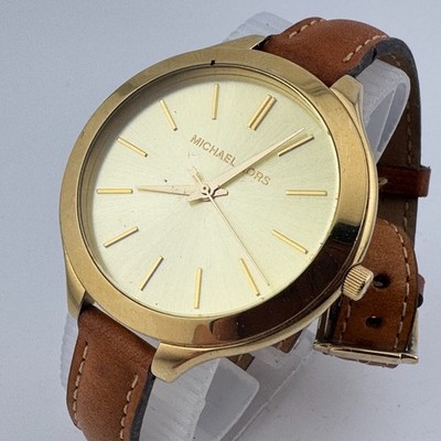 Michael Kors Quartz Watch MK-2256 Women Gold Tone Steel Long Strap New Battery