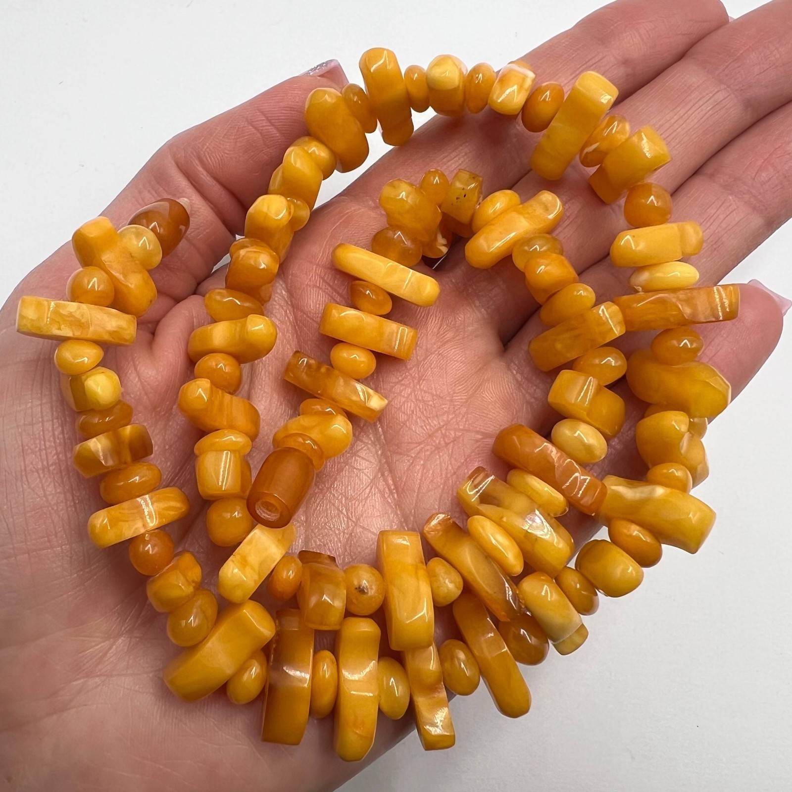 Vintage Genuine Baltic Amber Necklace Jewelry Natural Yellow Honey Beads 28gr