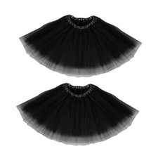 Buauty 2 Pack Tutus for Women Adult 3 Layered Tutu Tulle Skirts 2 Pack Black