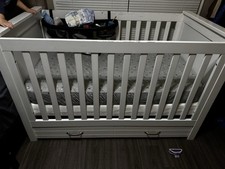 Baby crib and mattress, white color