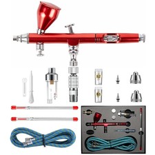 Dual Action Airbrush Kit with 0.2mm 0.3mm 0.5mm Nozzles, Air Hose  Quick Cou...