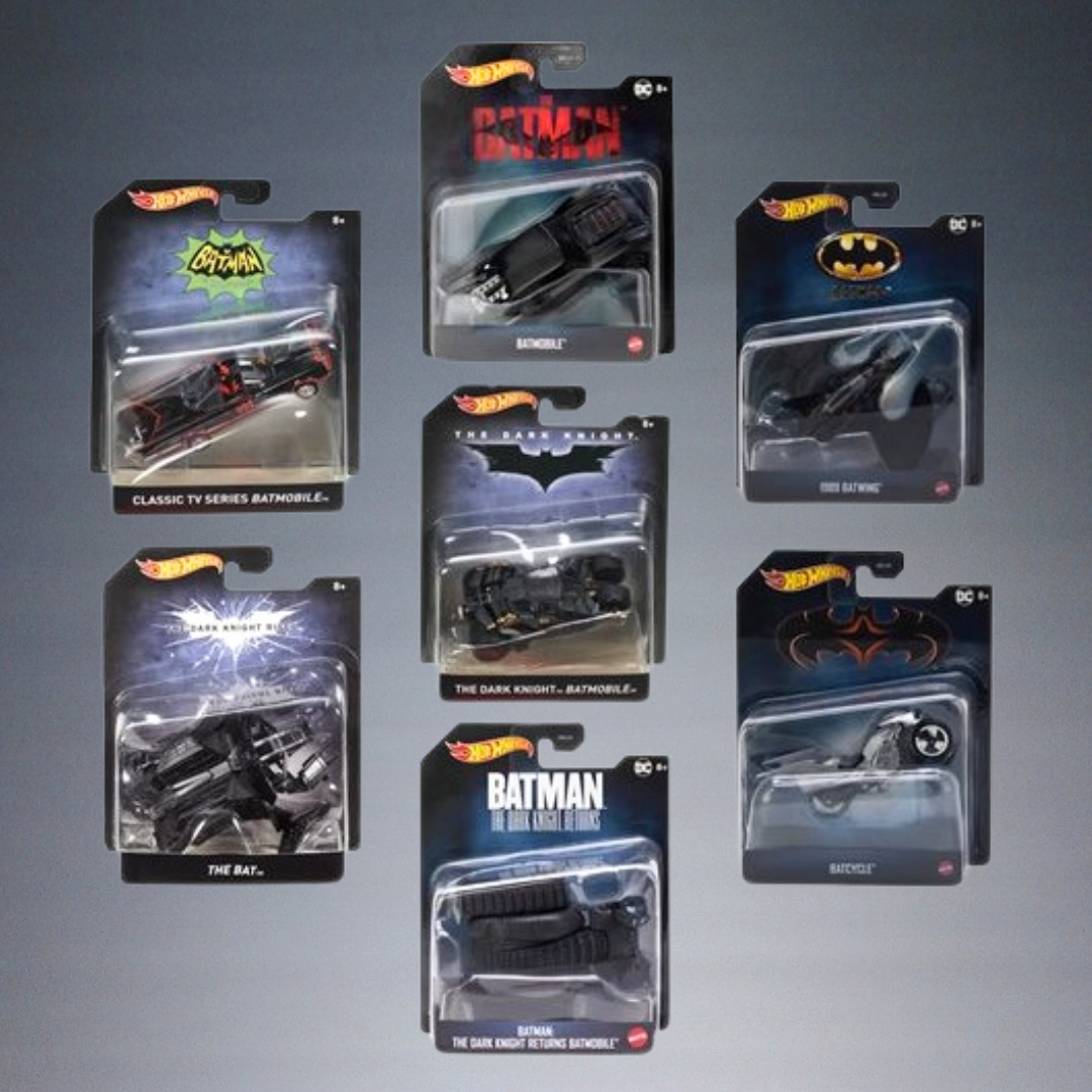 7pc 2024  HOT WHEELS BATMAN 1:50 SCALE ICONIC VEHICLE COMPLETE COLLECTORS SET