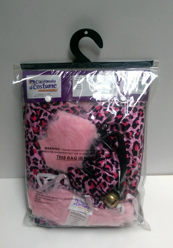 Pretty PURRTY KITTY Rosa Leopardo Vestido Completo Niño Niñas Halloween Disfraz XS Foto 3 de 4