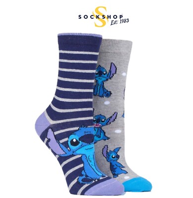 Lilo and Stitch Disney lizenzierte Baumwollsocken Damen 4-8 Multipack mit 2 - SOCKSHOP