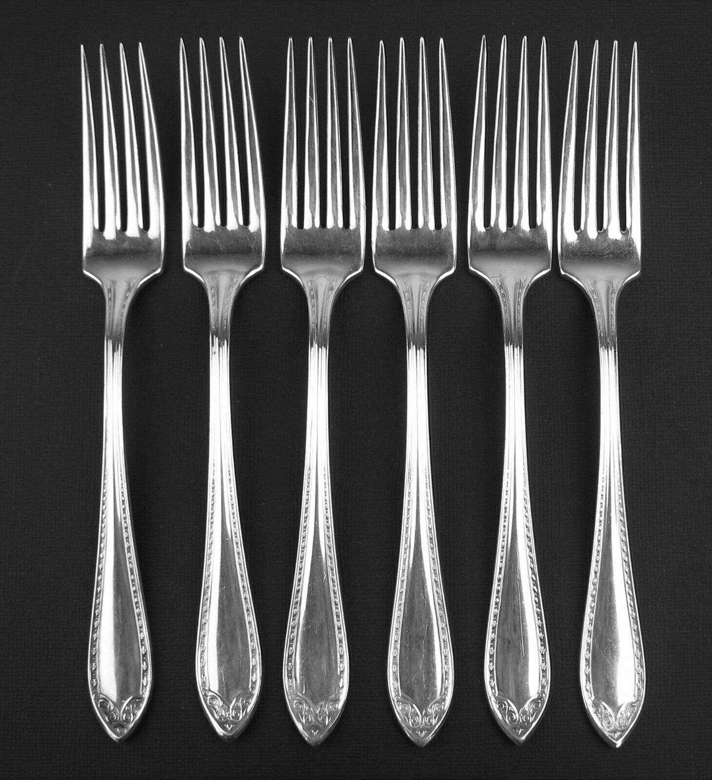 Set 6 x Luncheon Forks Oneida Community Sheraton 1910 Vintage Silverplate