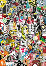 3 A4 Sticker Bomb Sheets Jdm Euro Drift Stickerbomb Car Van Tablet 18