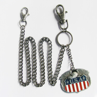 USA EAGLE Wallet Chain Schlüsselkette Key Ring Kette Geldbörse Biker Rockabilly 
