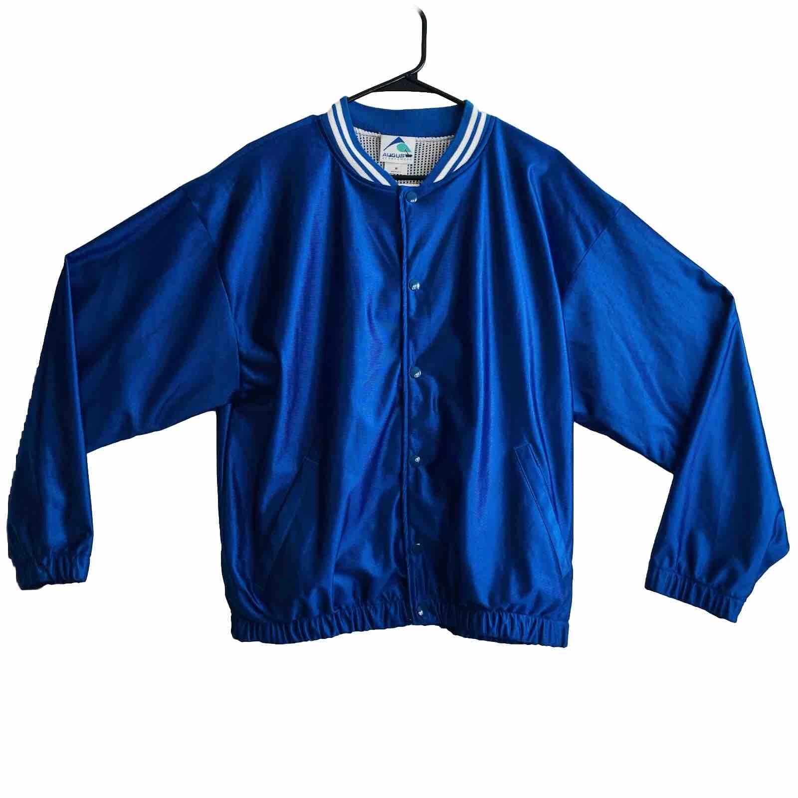 NWT VTG Augusta Sportswear Men's Blue Snap Jacket Size M(24x25), Mesh Lining USA