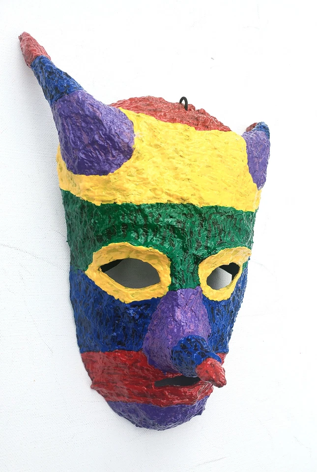 Rainbow Color Long Nose Horns Mask/Wall Art Handmade Wearable One-of-a-Kind - Image 3 of 4