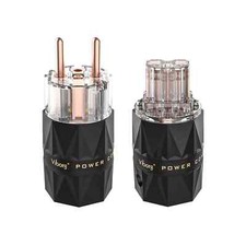 Pair Viborg VE503 Pure Copper EU Schuko HiFi Power Cable Plug IEC C15 Connector