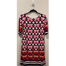 ELIZA J Geometric Stretch Sheath Short Sleeve Dress Size 8