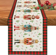 Watercolor Nutcracker Christmas Table Runner - 13 x 72 Inches, Lot, overstock