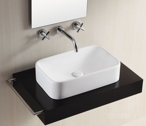 Eckig Waschtisch Gaste Wc Handwaschbecken Waschbecken Aufsatzwaschbecken 48x28cm Ebay