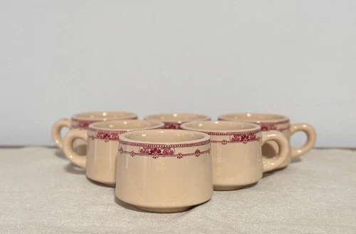Set of 6 Vintage USA JAC-TAN Jackson China Restaurant Diner Coffee Cups/Mugs 