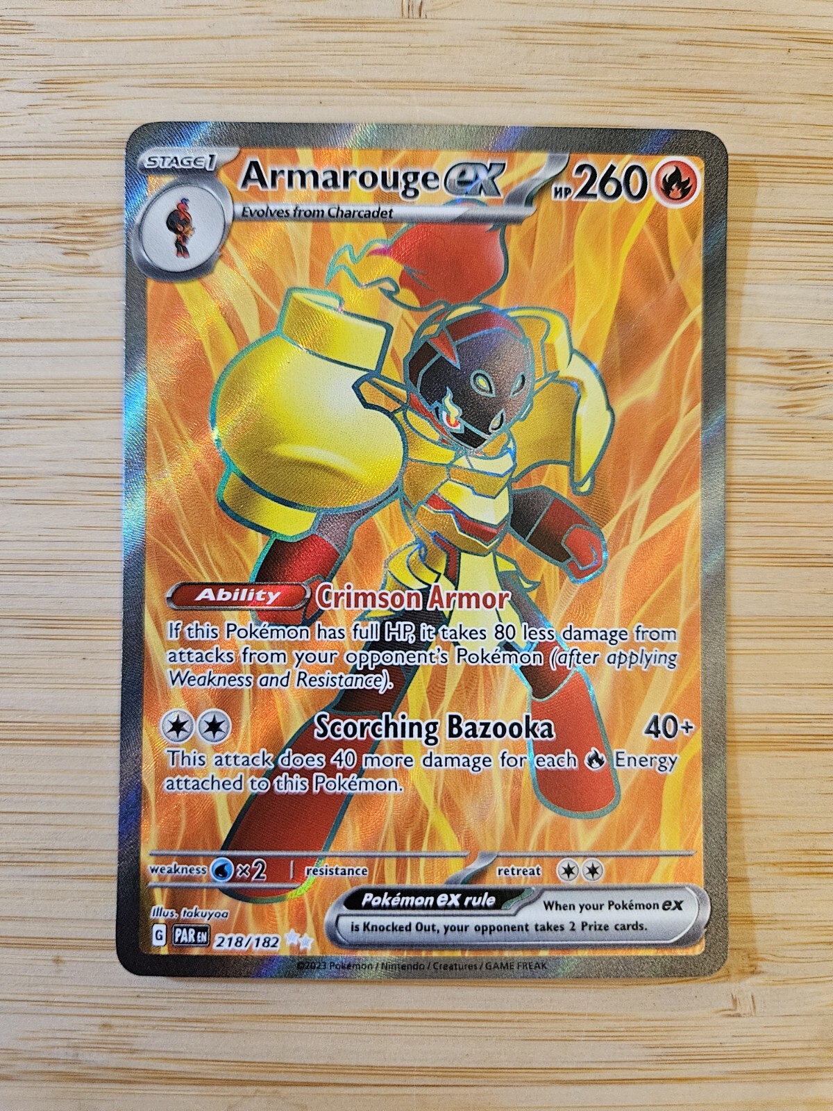 Armarouge ex 218/182 Paradox Rift (PAR) NM Full Art Pokemon Card