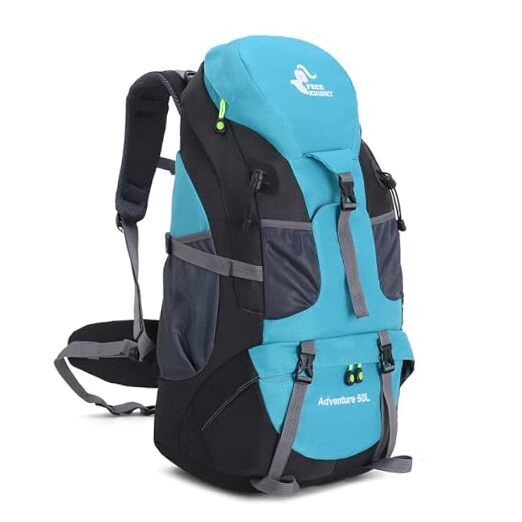 50L Water Resistant Hiking Backpack in Lake Green - No Shoe Compartment-image
